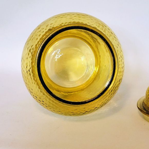 Vintage Pebble Glass Apothecary Glass Jar Container 9" Yellow Amber. - Picture 4 of 10